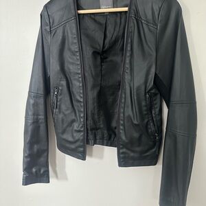 Reitmans Black Faux Leather Moto-Style Jacket